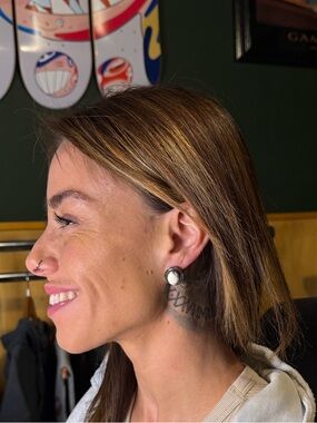 Navajo Sterling Silver Calvin Martinez White Buffalo Stone Earrings Stamped